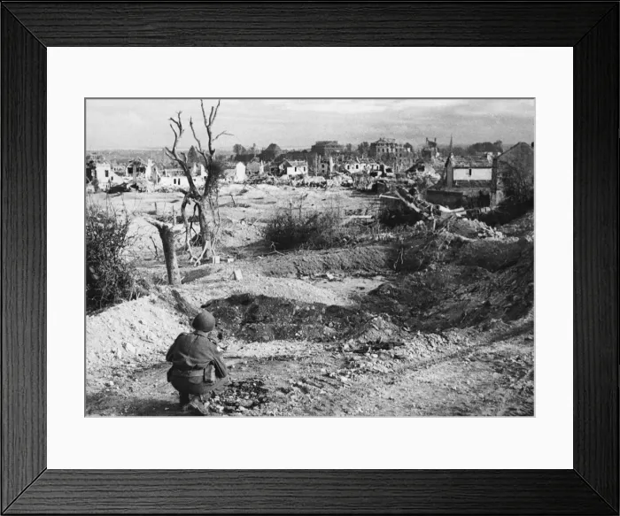 Framed Print : The Battle for Caen. Picture taken on the day the town fell to Canadian Framed Print : The Battle for Caen. Picture taken on the day the town fell to Canadian