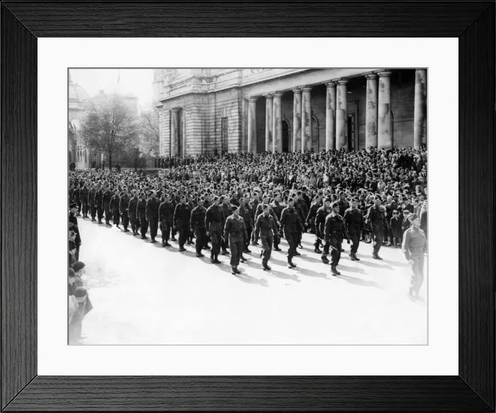 Framed Print : Glamorgan Home Guard parading past the City Hall, Cardiff for a Thanksgiving Framed Print : Glamorgan Home Guard parading past the City Hall, Cardiff for a Thanksgiving