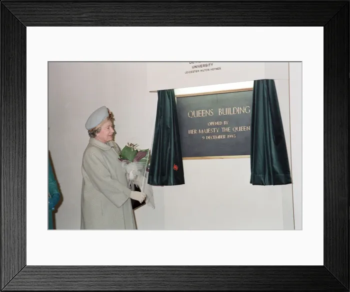 Framed Print : Queen Elizabeth II opens the Queens Building at De Montfort University, Leicester Framed Print : Queen Elizabeth II opens the Queens Building at De Montfort University, Leicester