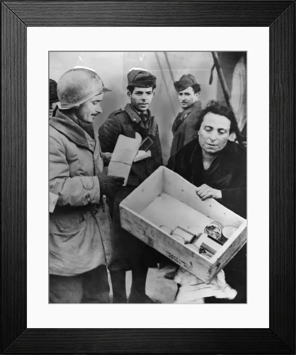 Framed Print : Italian civilians get food from Allies. Italian civilians in the Nettuno beachhead area Framed Print : Italian civilians get food from Allies. Italian civilians in the Nettuno beachhead area