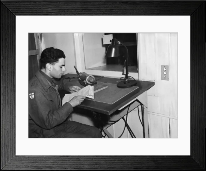 Framed Print : Reichsender Hamburg radio station now under British control. Lieutenant G. H Framed Print : Reichsender Hamburg radio station now under British control. Lieutenant G. H