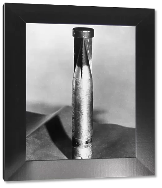 A German B1E 1 KG Incendiary bomb. The bomb consisted of a cylindrical body