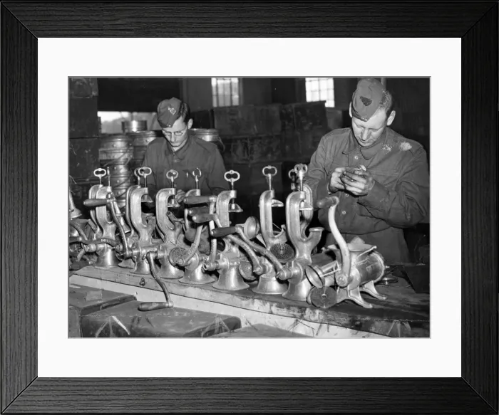Framed Print : Western Command Facility Visit. Two craftsmen - the new army rank - of the R. E. M. E