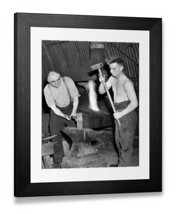 Framed Print : Western Command Facility Visit. In the Blacksmiths shop at a North-West depot of