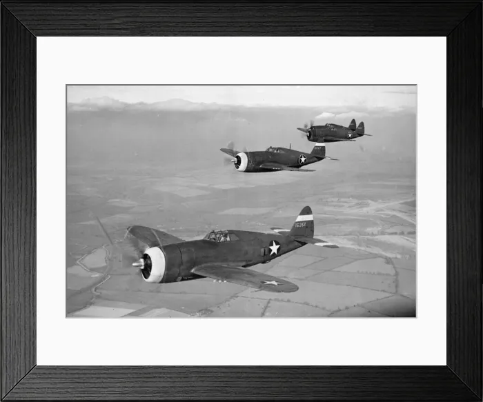 Framed Print : New US Fighter. P 47s (Thunderbolt) planes flying in formation Framed Print : New US Fighter. P 47s (Thunderbolt) planes flying in formation
