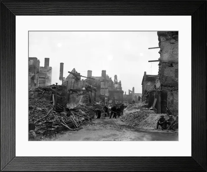 Framed Print : Bomb damage in Plymouth, Devon. Circa 1941