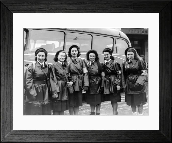 Framed Print : These six women members of the French Forces of the Interior had a rousing reception