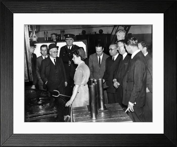 Framed Print : Members of the Turkish Mission who are touring Great Britain at a South Wales factory