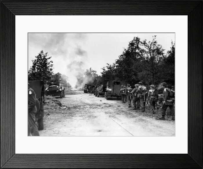 Framed Print : British thrust into Holland in the autumn of 1944. Scene on the Dutch border as Framed Print : British thrust into Holland in the autumn of 1944. Scene on the Dutch border as