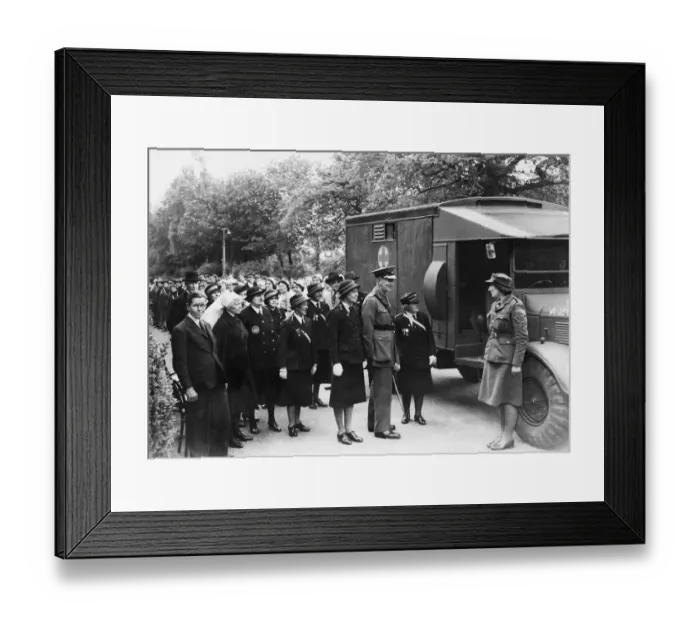 Framed Print : The Earl of Plymouth, Lord Lieutenant of Glamorgan, formally receiving an ambulance