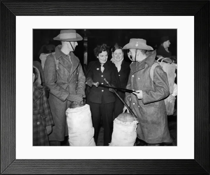 Framed Print : Some of the British soldiers on leave from Burma photographed on their arrival at London Framed Print : Some of the British soldiers on leave from Burma photographed on their arrival at London