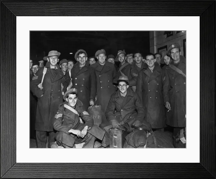 Framed Print : Some of the British soldiers on leave from Burma photographed on their arrival Framed Print : Some of the British soldiers on leave from Burma photographed on their arrival
