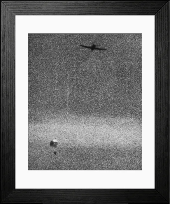Framed Print : German airman bails out in the Battle of Britain after hes aircraft was shot down