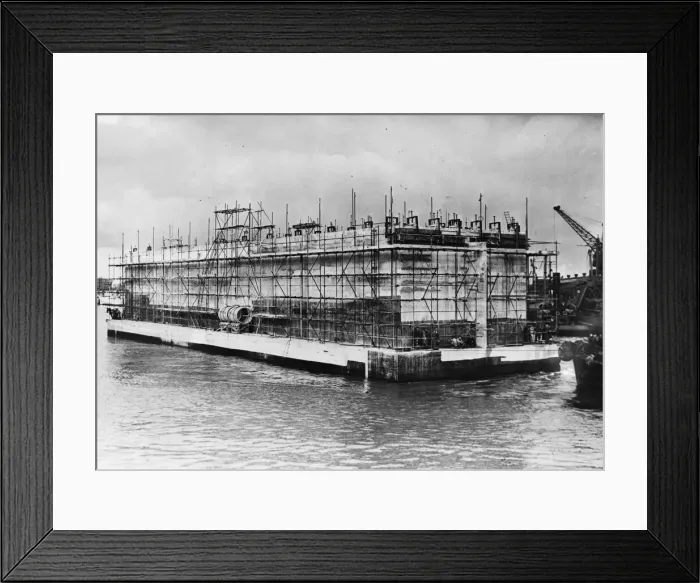 Framed Print : Two pre-fabricated Ports, each as big a a Gibraltar were manufactured in Britain in Framed Print : Two pre-fabricated Ports, each as big a a Gibraltar were manufactured in Britain in