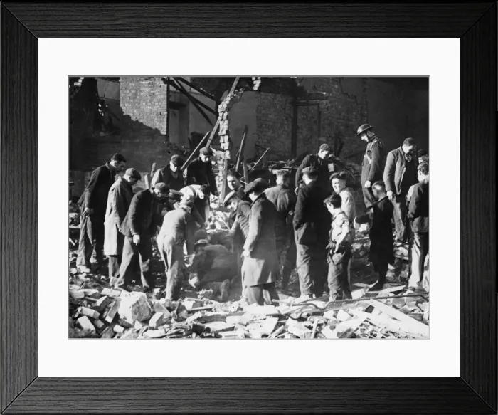 Framed Print : The aftermath of a bomb raid on Bootle, Liverpool, Merseyside Framed Print : The aftermath of a bomb raid on Bootle, Liverpool, Merseyside
