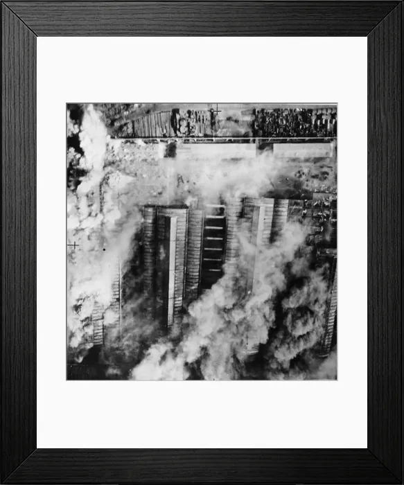 Framed Print : A photograph taken during a daylight raid on the St Joseph locomotive works at Nantes