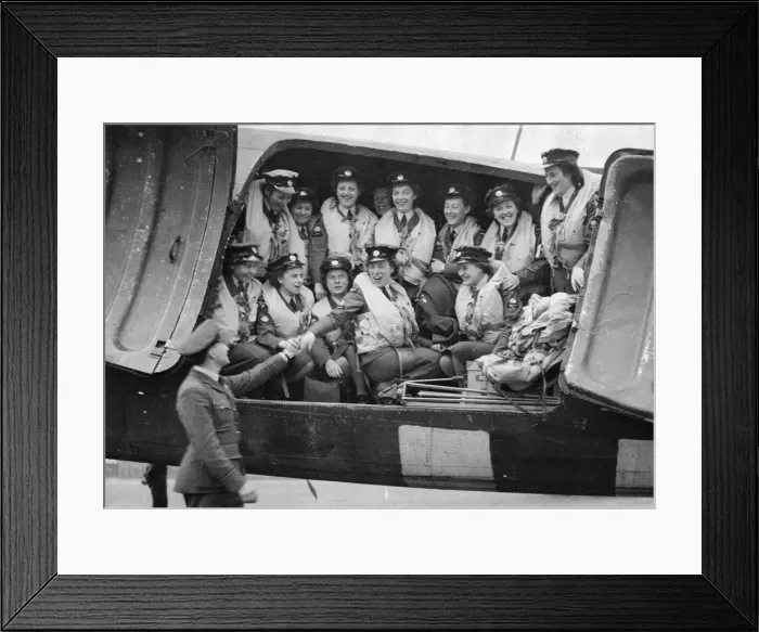 Framed Print : The band of the The Womens Auxiliary Air Force (WaF) leave for Copenhagen, Denmark Framed Print : The band of the The Womens Auxiliary Air Force (WaF) leave for Copenhagen, Denmark