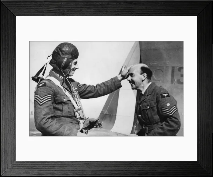 Framed Print : The bald pate of the smiling Flight-Sergeant seen on the right of the picture is Framed Print : The bald pate of the smiling Flight-Sergeant seen on the right of the picture is