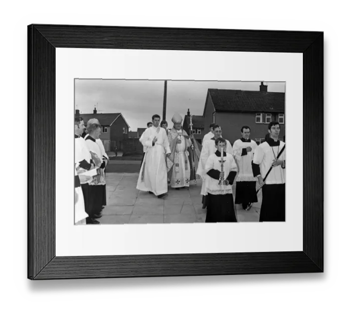Framed Print : The opening and blessing of St Patrick Roman Catholic Church, Deedmore Road, Wood End