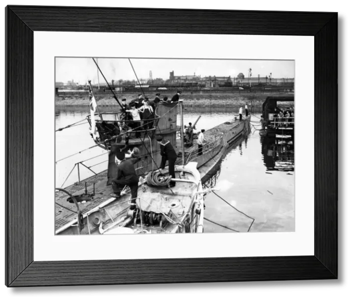 Framed Print : First U-Boat to be captured intact. Date unknown Framed Print : First U-Boat to be captured intact. Date unknown