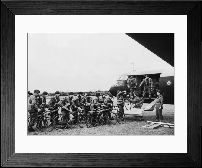 Framed Print : Army cyclist board a Airspeed Horsa gliders in preparation for moving off to their take