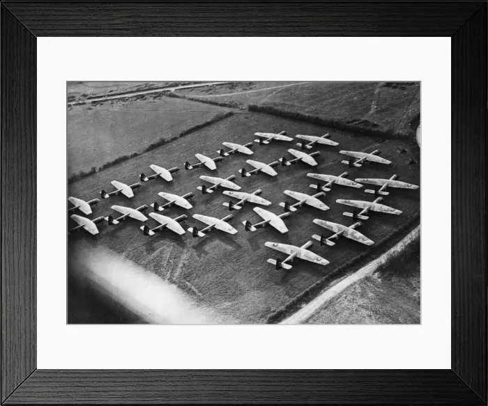 Framed Print : Airspeed Horsa gliders marshalled in preparation for moving off to their take off Framed Print : Airspeed Horsa gliders marshalled in preparation for moving off to their take off