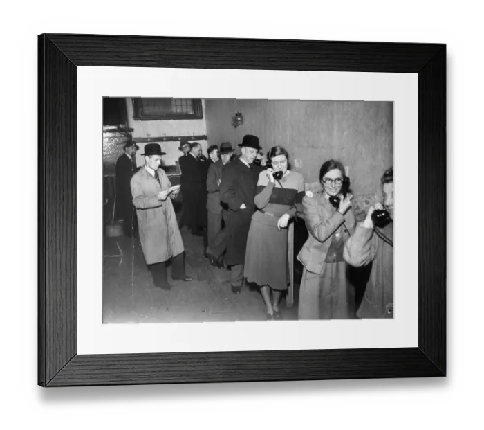 Framed Print : Public Telephone Buruea in Liverpool, put in place for business people to carry on their Framed Print : Public Telephone Buruea in Liverpool, put in place for business people to carry on their