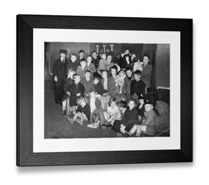 Framed Print : Evacuation. Children at a train station in Liverpool, Merseyide Framed Print : Evacuation. Children at a train station in Liverpool, Merseyide