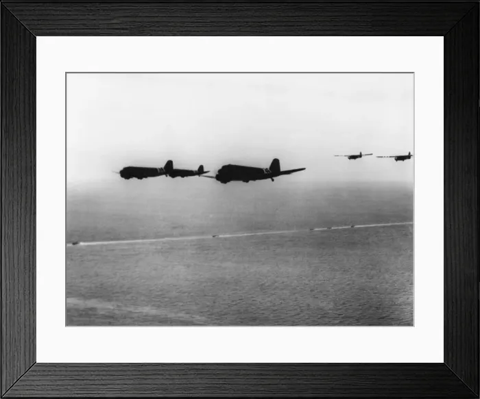 Framed Print : C-47 transport planes. Troop carrying planes of Ninth Air Force towing gliders