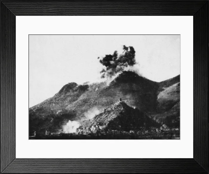 Framed Print : Monte Cassino monastery during bombing attack by Allied Flying Fortresses