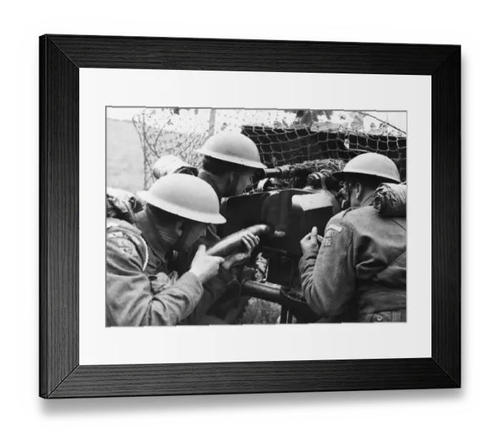 Framed Print : A Cheshire Home Guard Battalion during an exercise with 6 pounder gun