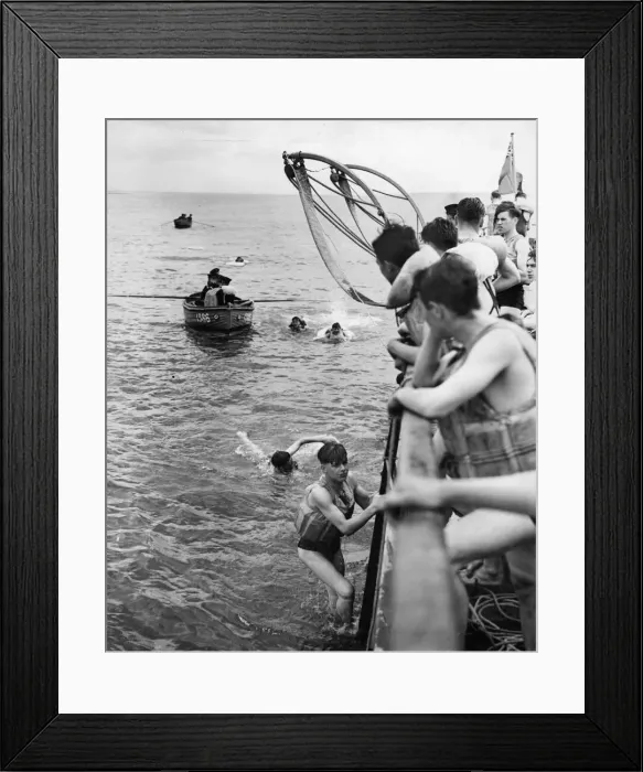 Framed Print : Cadets in training in the sea. East of Gravesend, Kent Framed Print : Cadets in training in the sea. East of Gravesend, Kent