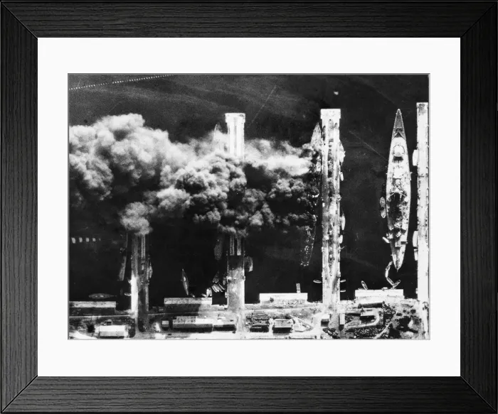 Framed Print : Damaged and sunk light cruisers and destroyers can be seen through the shadow Framed Print : Damaged and sunk light cruisers and destroyers can be seen through the shadow