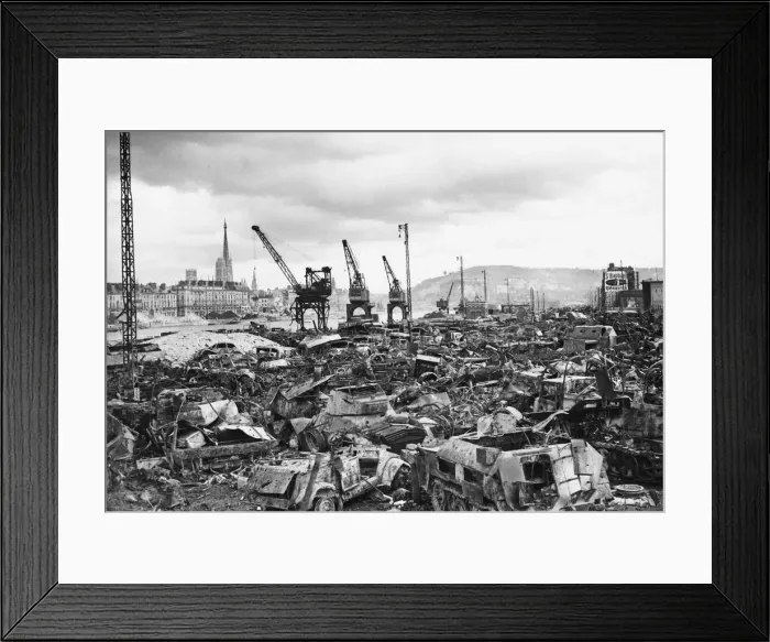 Framed Print : The destruction on the dockside off the south side of Rouen Framed Print : The destruction on the dockside off the south side of Rouen