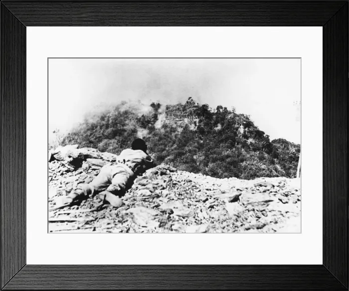 Framed Print : Allied forces capture key road in Arakan. An observer on the Arakan battle front watches Framed Print : Allied forces capture key road in Arakan. An observer on the Arakan battle front watches