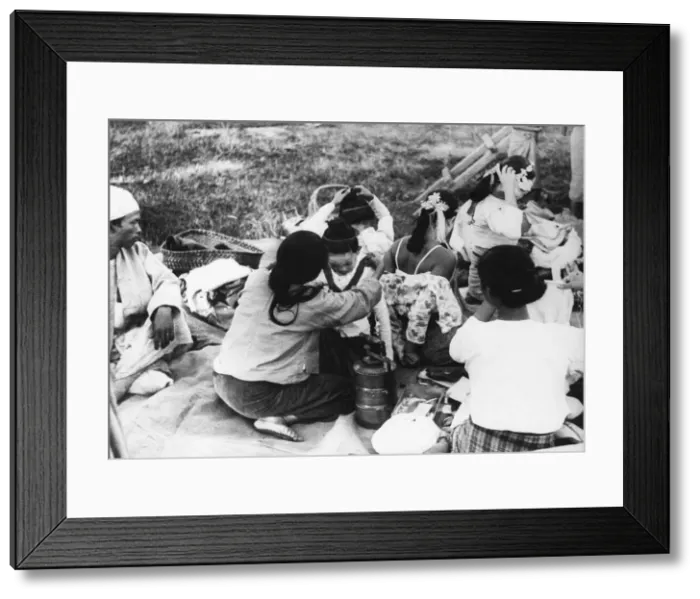 Framed Print : The Burmese give a party for British Troops. Behind the lines in Burma at Christmas Framed Print : The Burmese give a party for British Troops. Behind the lines in Burma at Christmas