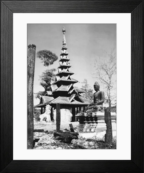 Framed Print : Wrecked Burmese town of Yeu. Occupied by the 14th Army troops during their drive to Framed Print : Wrecked Burmese town of Yeu. Occupied by the 14th Army troops during their drive to