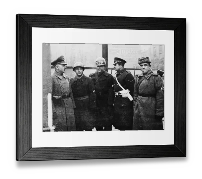 Framed Print : Allied police patrol the black market area of Vienna. The police patrol