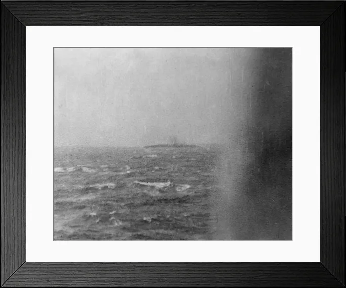 Framed Print : The German battleship Bismarck burns on the horizon approximately 350 miles west of Framed Print : The German battleship Bismarck burns on the horizon approximately 350 miles west of