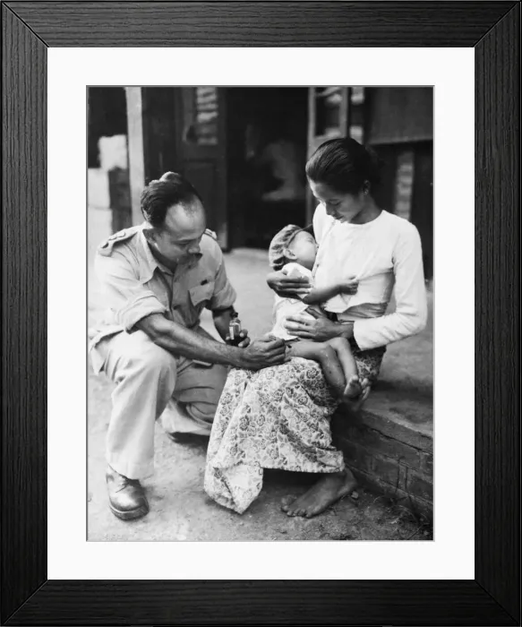 Framed Print : The rebirth of Civil Life in Burma. Medical aid was a priority charge on both Army Framed Print : The rebirth of Civil Life in Burma. Medical aid was a priority charge on both Army