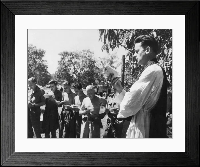 Framed Print : RAF Padre on Ramree Island. Squadron Leader Lewis Moore of The Woodlands Framed Print : RAF Padre on Ramree Island. Squadron Leader Lewis Moore of The Woodlands