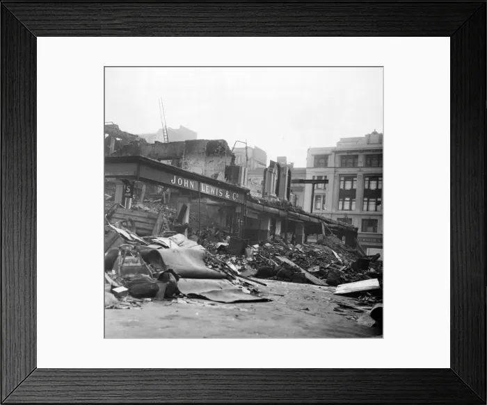 Framed Print : Aftermath of a Nazi raid on Oxford Street, London. December 1940 Framed Print : Aftermath of a Nazi raid on Oxford Street, London. December 1940