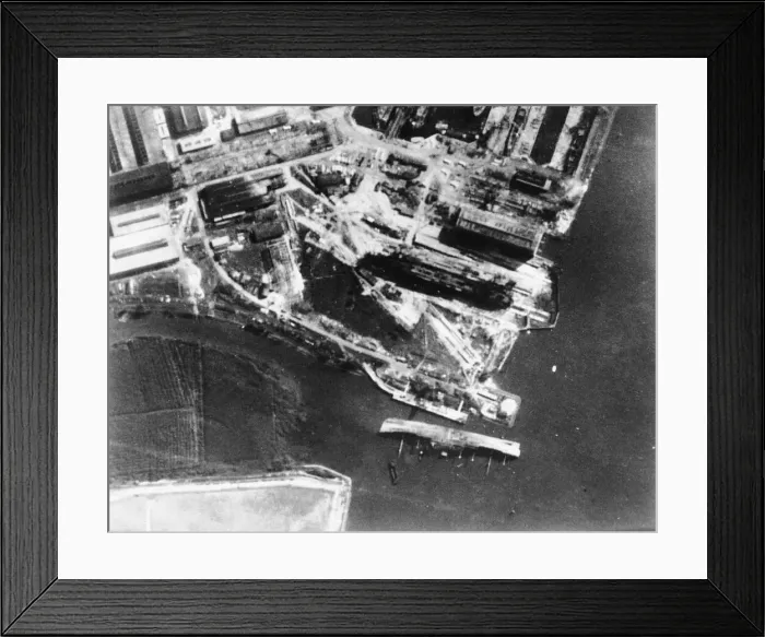Framed Print : A photographic reconnaissance of Rotterdam discloses that damage inflicted by Blenheim