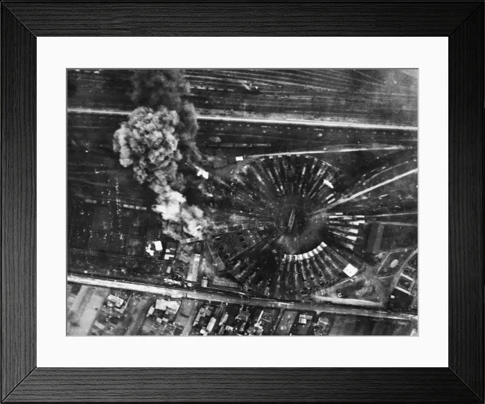 Framed Print : A photograph taken during an air raid by De Havilland Mosquito B Mark IVs of No