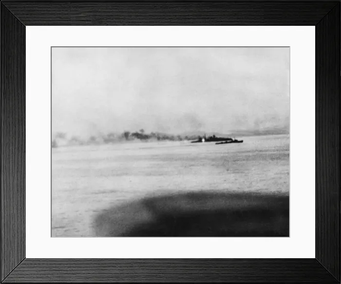 Framed Print : Hugging the shore and protected by a destroyer green and fight escort