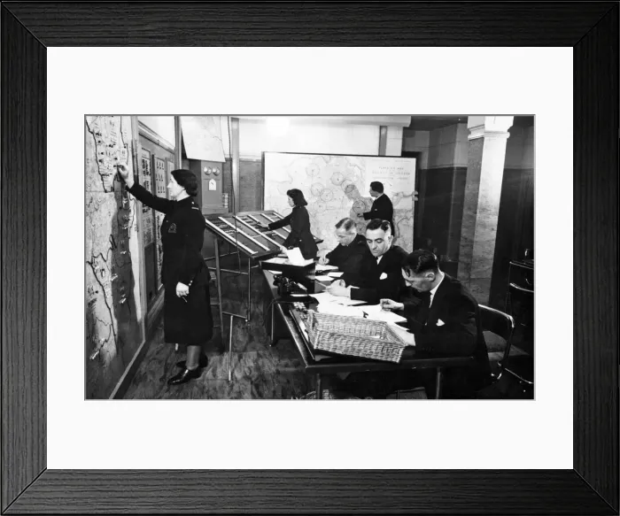 Framed Print : Second Great Fire of London. Scene in the regional control room Framed Print : Second Great Fire of London. Scene in the regional control room
