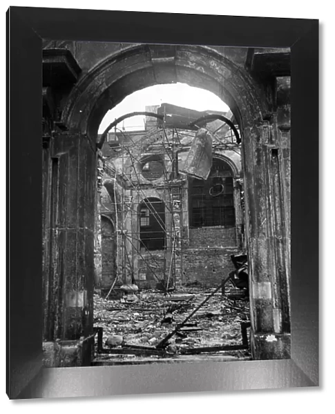 Bow Church, Cheapside, gutted after a Nazi attack. 15th May 1941
