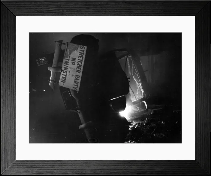Framed Print : Speeding through the streets of London, this stretcher party car on its mission of mercy