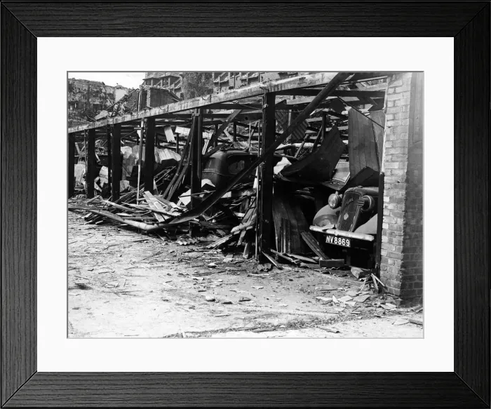 Framed Print : The scene after an enemy plane crashed and exploded during the night in Streatham, London