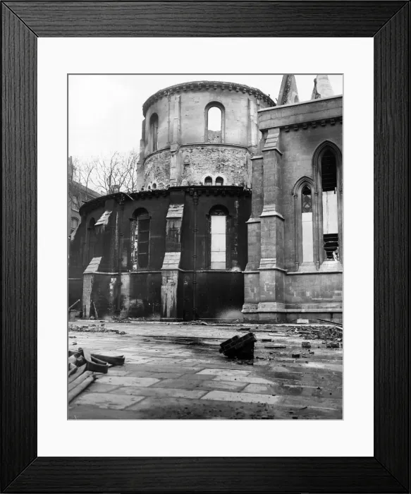 Framed Print : Temple Church, London, damaged by German incendiary bombs. 10th May 1941